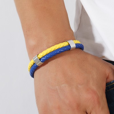 Double-Row PU Woven Bracelet for Men