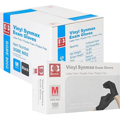 Vinyl Synmax Medium Black Exam Gloves (1 Case)