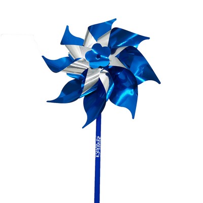 6in Silver Blue Mylar Pinwheel for Child