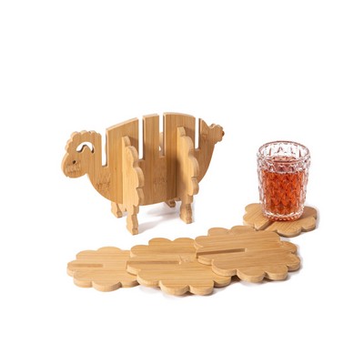 Sheep Shaped Bamboo Coaster and Table Top Decoration