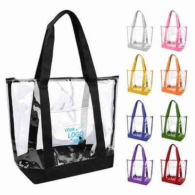 Colored Handle Clear Plastic Tote Bag