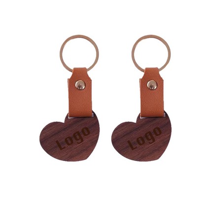 Heart Shape Wood Key Chain