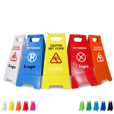 24"x8" Commercial Use Single Sided A-Frame Bright Color Plastic Caution Warning Floor Sign (Low MOQ)