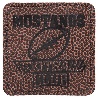 Square Engraved Football Patch with Adhesive, Faux Leather, 3" x 3"