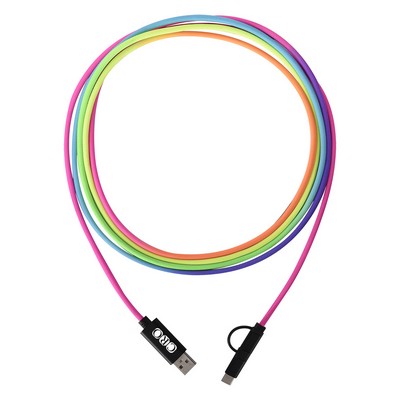 3-in-1 10 Ft. Rainbow Braided Charging Cable