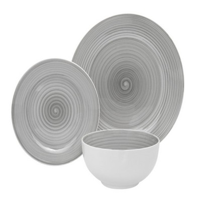 Godinger Spiral Grey 12 Piece Porcelain Dinnerware, Service for 4