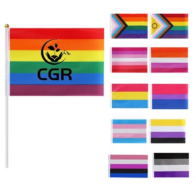 5.5x8.26 Inch Rainbow Pride Flag with Pole