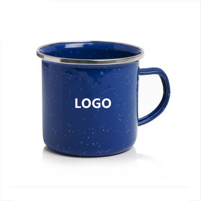 12 Oz. Speckled Metal Enamel Mug w/Silver Rim