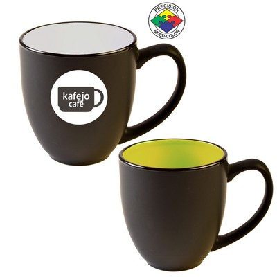 14 Oz. Vitrified Two-Tone Hilo Black/Green Bistro Mug - Precision Spot Color - Dishwasher Resistant