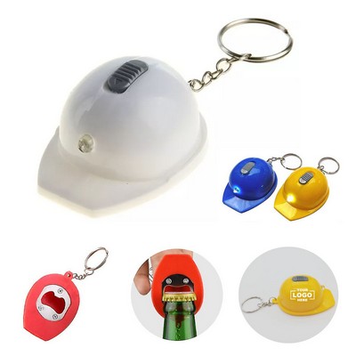 Simulation Helmet Beer Bottle Opener Key Chain With LED Light