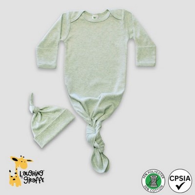 Baby Knotted Sleep Gowns and Hat Sets - Sage Heather - Polyester-Cotton Blend - Laughing Giraffe®