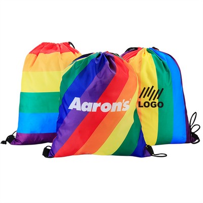 Rainbow Color Drawstring String Backpack Lgbtq Bag