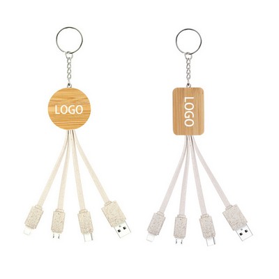 Bamboo 3-In-1 Charging Cable Key Chain