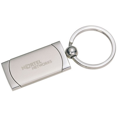 Rectangular Metal Key Chain with Round Design