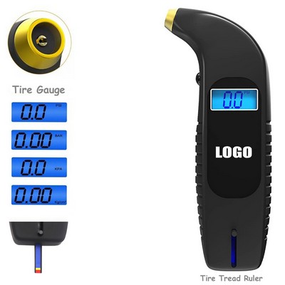 Brass Nozzle Digital Tire Pressure Gauge With Tread Depth Ruler