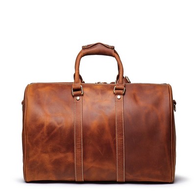 The Brandt Weekender Small Leather Duffle Bag (17.7"x11"x9")