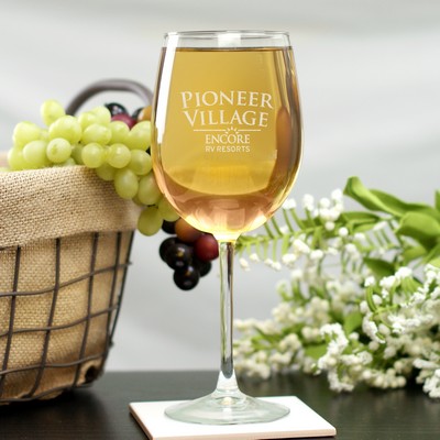 Engraved Corporate Logo White Wine Glass