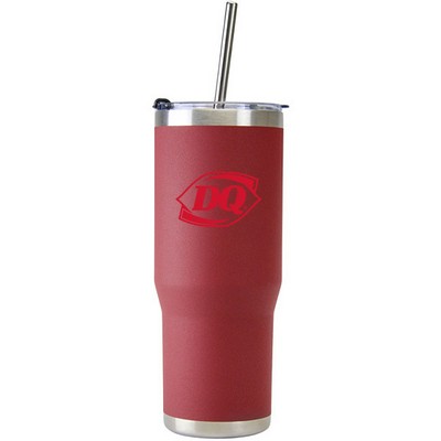 30 Oz. Stainless Double Wall Vacuum Insulated Travel Mug powder coated, burgundy