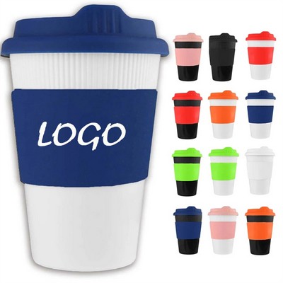 12 Oz. Plastic Coffee Cup With Silicone Lid