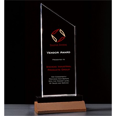 UV Printed Zenith Summit Acrylic Award with Black Pedestal Walnut Base (4.75"x11.25")