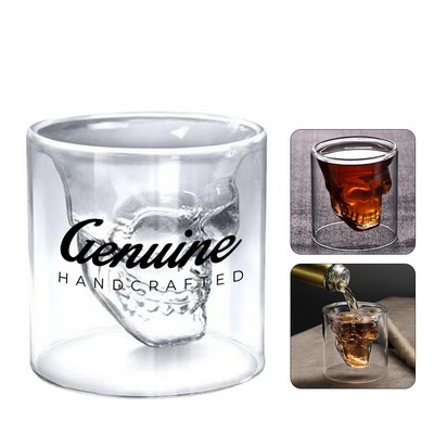 8oz Double Wall Skull Whiskey Glass