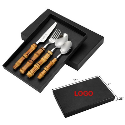 Bamboo Handle Cutlery Set for Kitchen Restaurant