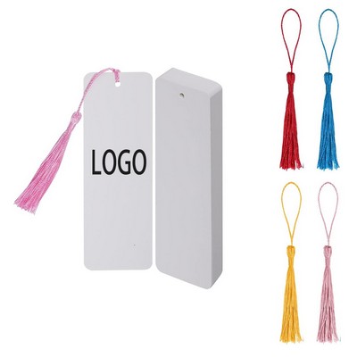 5.9" x 2" Card Paper Bookmark w/ Tassel