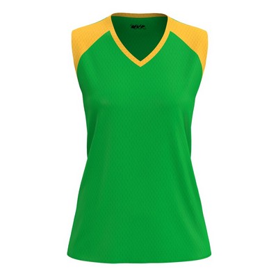 Contrast shoulder V-neck jersey