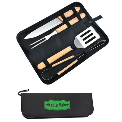 Wooden Handle Barbecue Tool Set