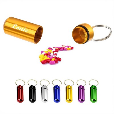 Metal Pill Box With Keychain