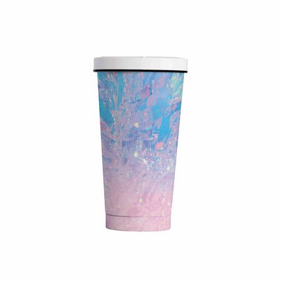 17oz Iridescent Stainless Steel Tumbler with Metal Straw