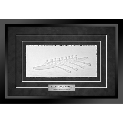 Rowers (Black/Black) - Cast Paper Sculptured Art - Shadowbox Award 13"x18.75"