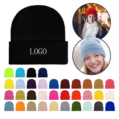 Solid Color Knitted Beanie Cap