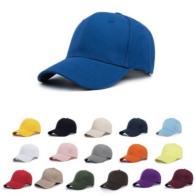 Stock Solid Color Cotton 6-Panel Baseball Cap w/ Metal Tuck Buckle