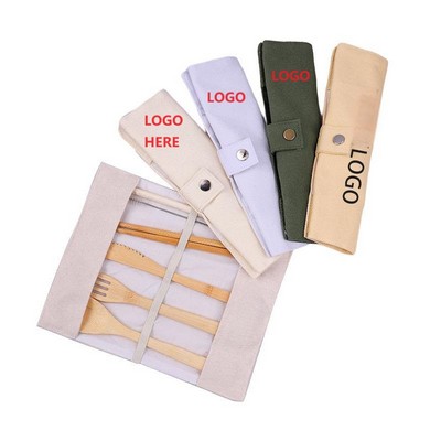 Travel Cutlery Bamboo Utensils Set with Case