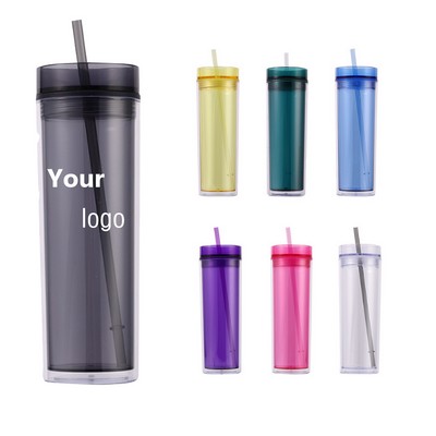 Skinny Double-Wall Acrylic Straw Tumbler 16oz