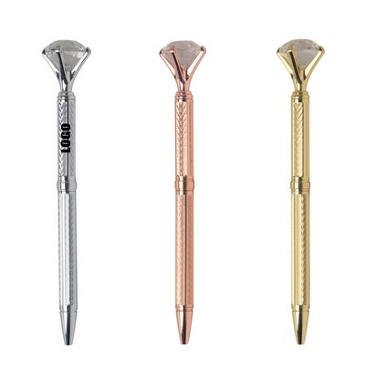 Twisted Action Metal Pen With Diamond