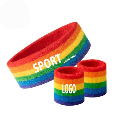 Rainbow Cotton Sweatband Set