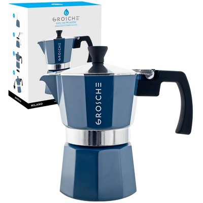 GROSCHE Milano Moka pot, Stovetop Espresso maker Blue