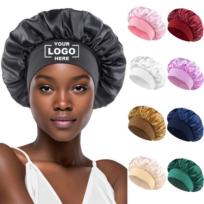 Wide-Brimmed Satin Hair Bonnets