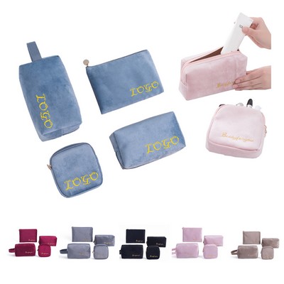 Four-Piece Flannel Cosmetic Bag Set