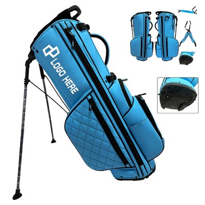 Embroidered Diamond Check Pu Golf Bag