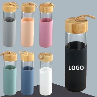 17 oz Eco-Friendly Glass Bottle with Bamboo Top