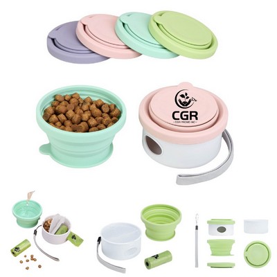 Collapsible Pet Travel Silicone Dog Bowl With Lid Dog Silicone Bowl Travel Dog Food