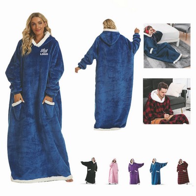 Wearable Blanket Hoodie With Sleeves