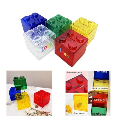 Transparent Plastic Cube Coin Bank