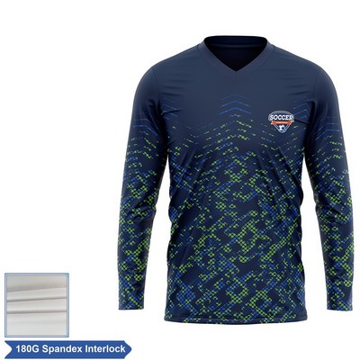 Sublimation Long Sleeve Soccer Jersey - 180G Spandex Interlock - Men's, Women's, Kids'