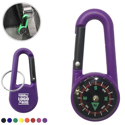 Durable Compass Carabiner with Key Ring