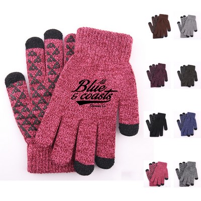 Winter Knitted Touchscreen Grip Gloves with Anti-Slip Silicone Palms