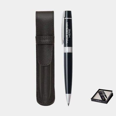 SHEAFFER® Executive Gift Set Glossy Black 300 9312 Ballpoint Pen with Pen Pouch